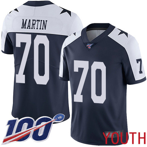 Youth Dallas Cowboys Limited Navy Blue Zack Martin Alternate #70 100th Season Vapor Untouchable Throwback NFL Jersey